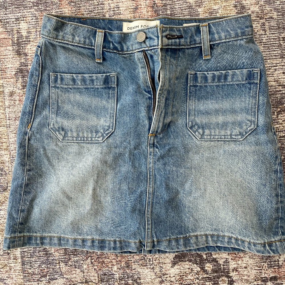 Jean Skirt with Pockets, Light wash